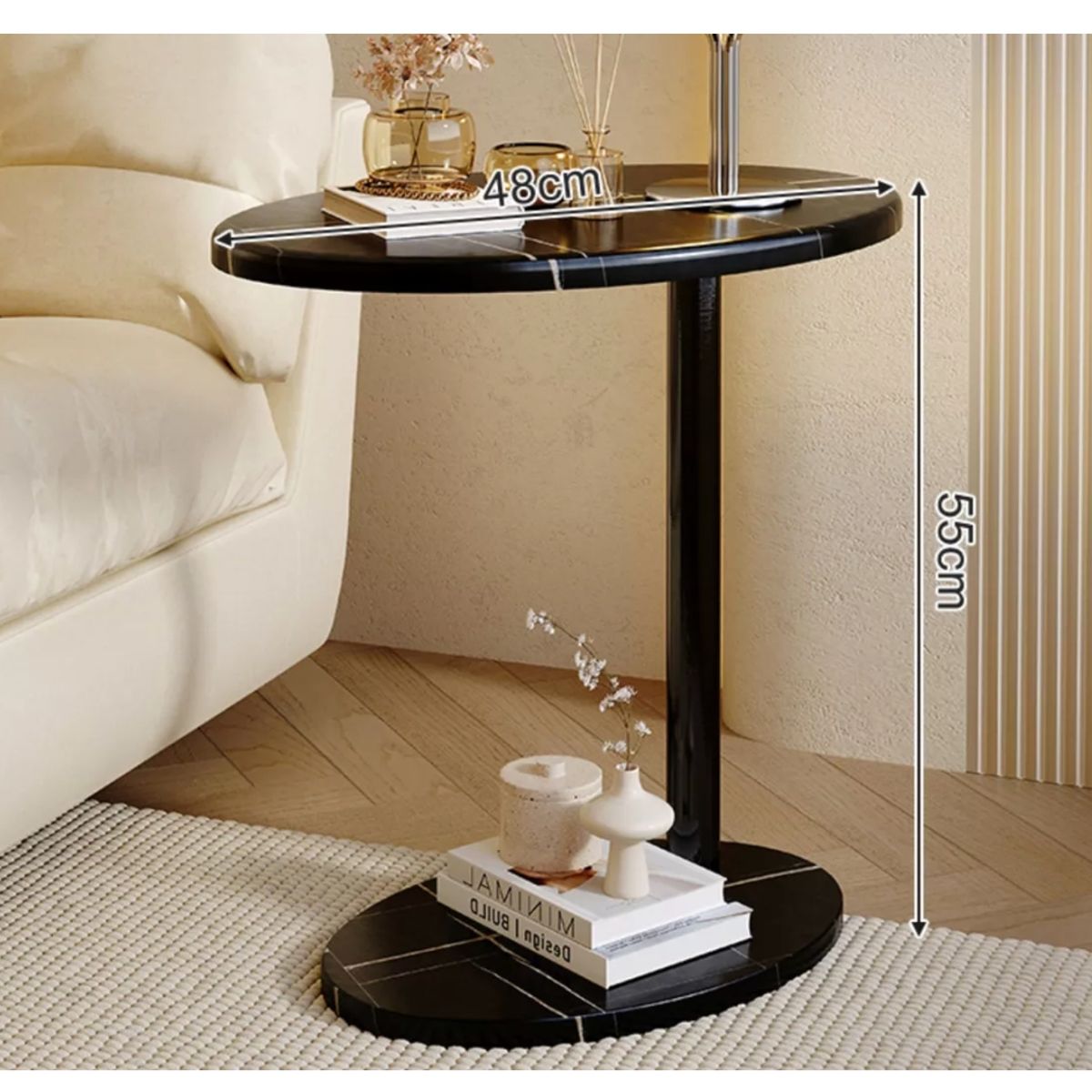 HOMER DESIGN - Mesa De Centro Lateral Living Vanguardia Melamina 48x55cm negro