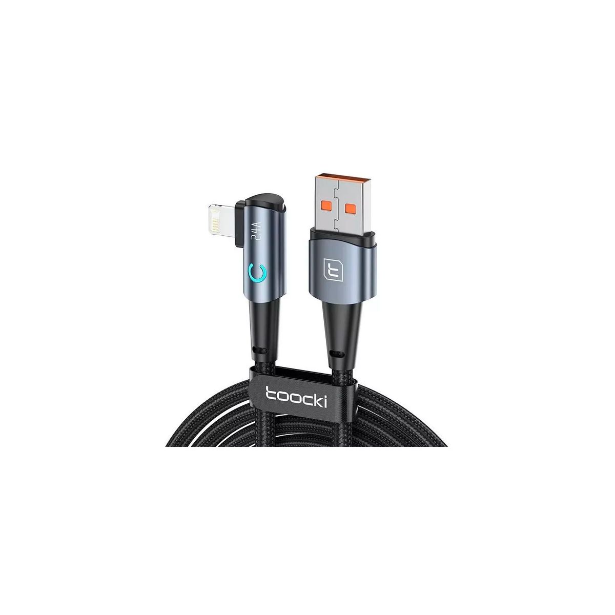 GENERICO - Cable Usb Para iPhone 2.4a 2 Metros 90° Carga Rapida Y Datos