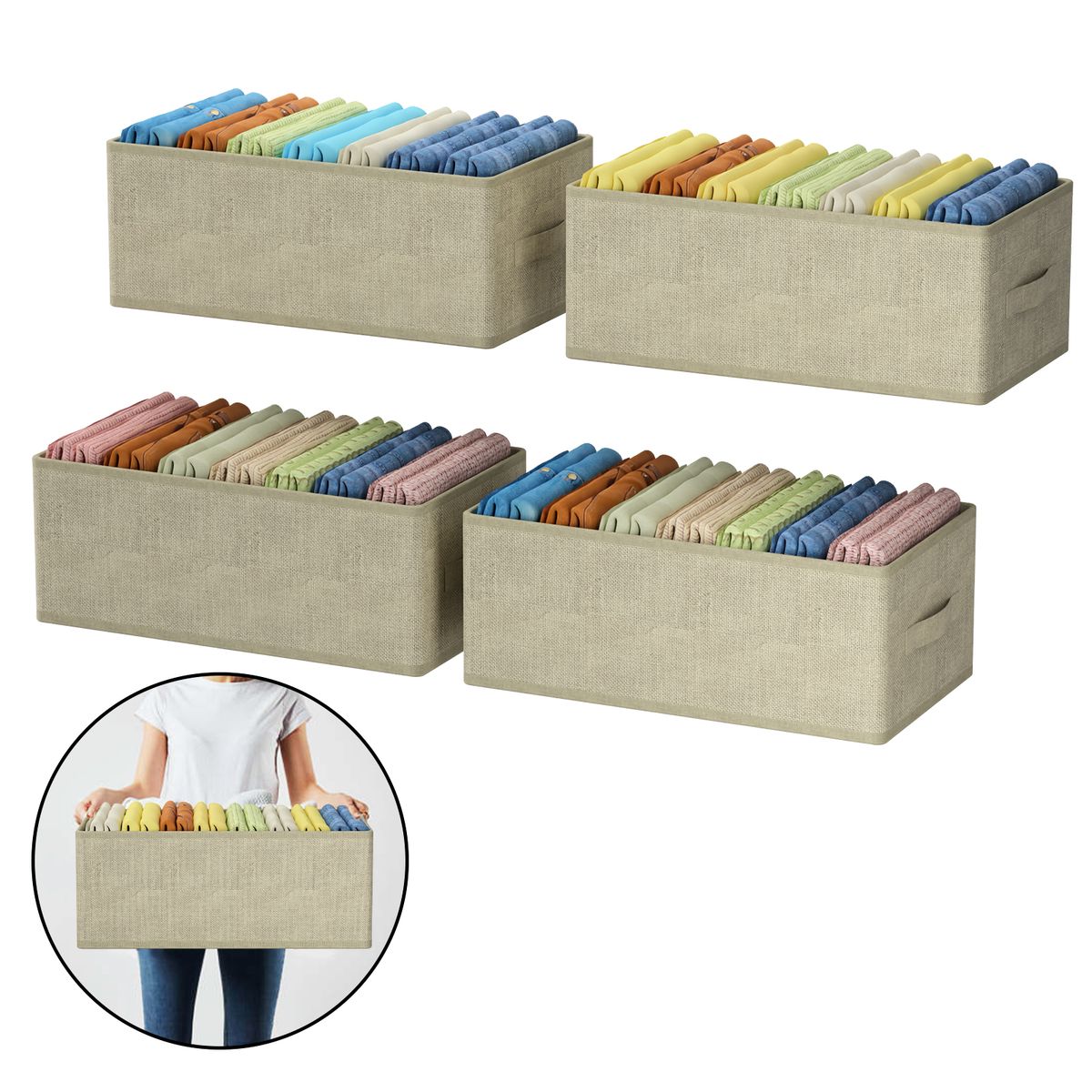 AIZO - 4pcs Bolsas Organizador Ropa Caja Plegable Almacenamiento