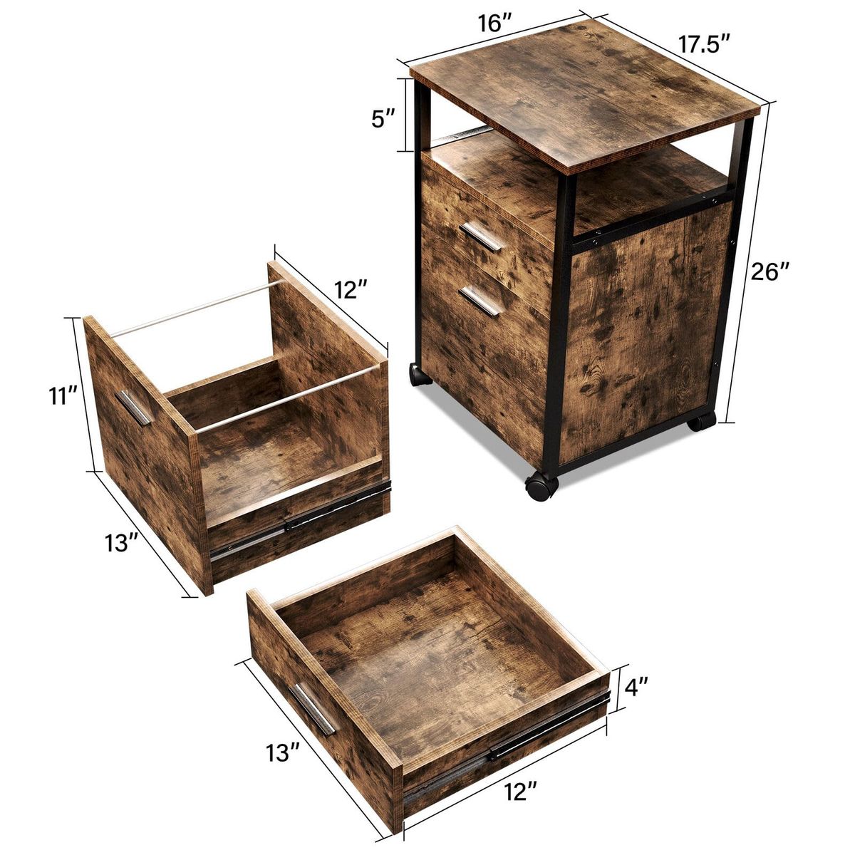 WELDMON - Archivador 2 Cajones móvil con Soporte para Impresora