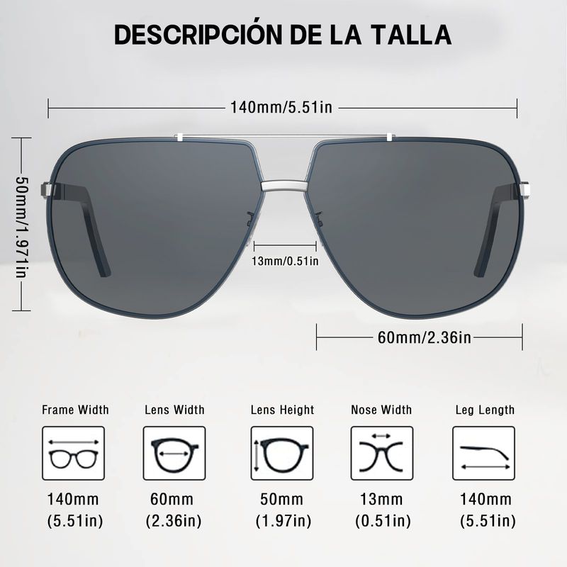 AIZO - Anteojos Sol Lentes Gafas Polarizado Rectangular Multicolor