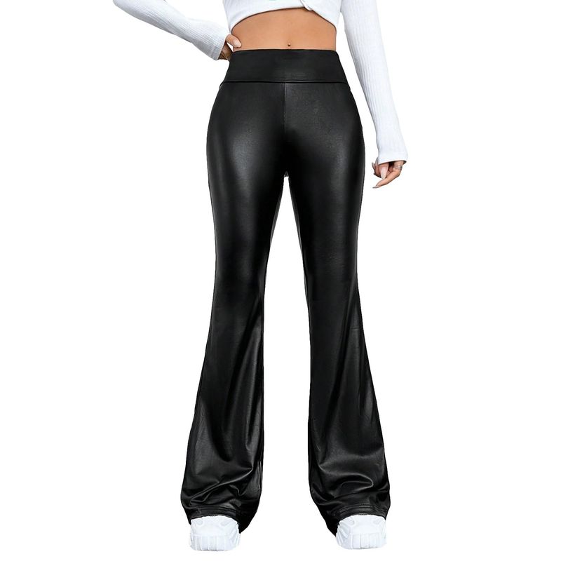 EVERSO - Pantalón Calzas De Ecocuero Mujer Flare Pants Pata Elefante