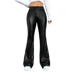 EVERSO - Pantalón Calzas De Ecocuero Mujer Flare Pants Pata Elefante
