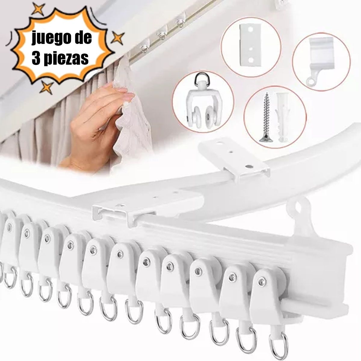 EDWINAYY - Riel De Cortina De Techo En Forma De U 3m