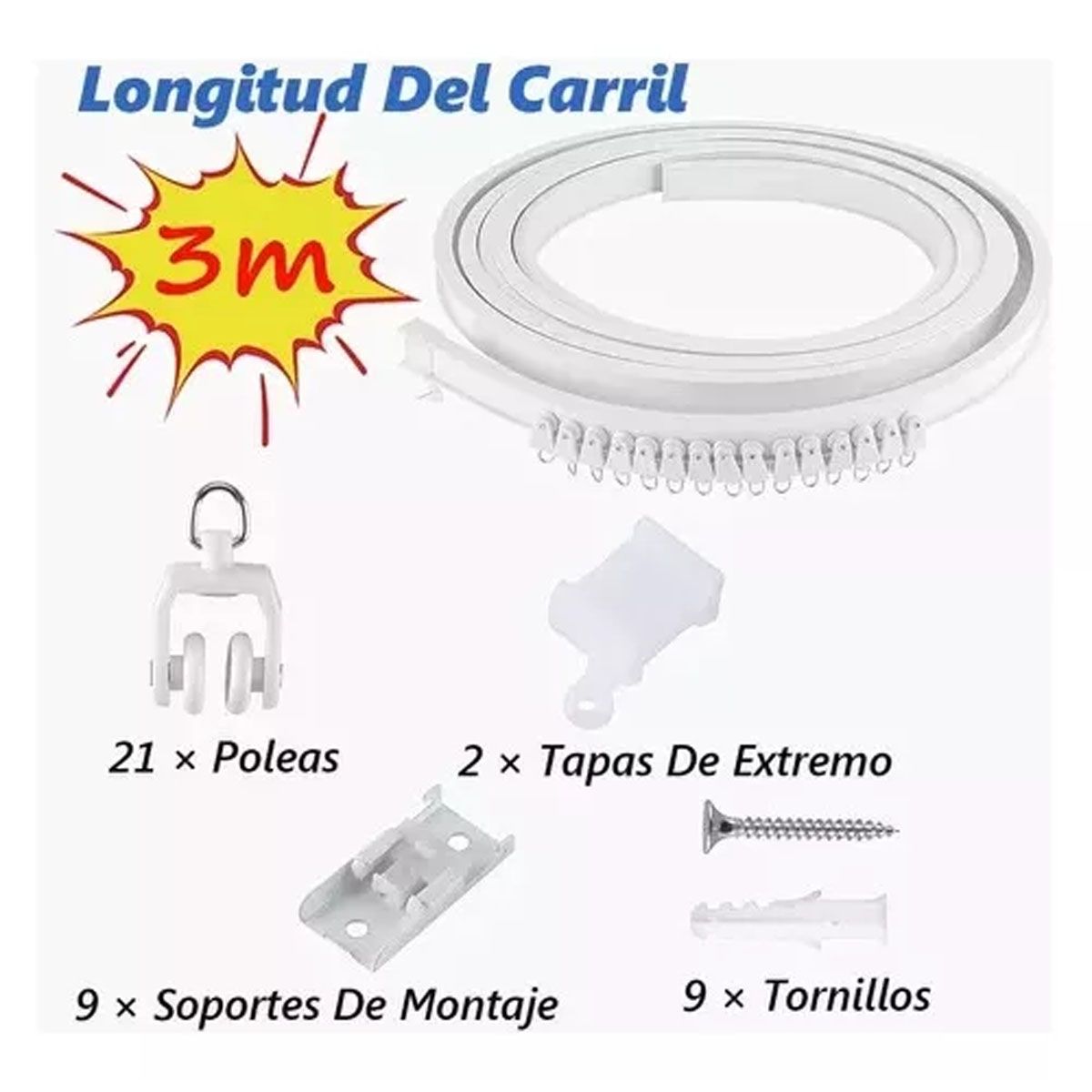 EDWINAYY - Riel De Cortina De Techo En Forma De U 3m