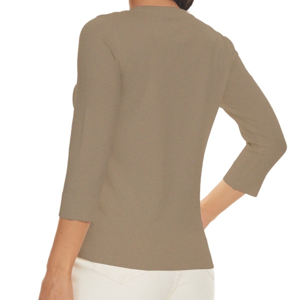 MOSS ROSE - Jersey de mujer con cuello redondo y manga tres cuartos