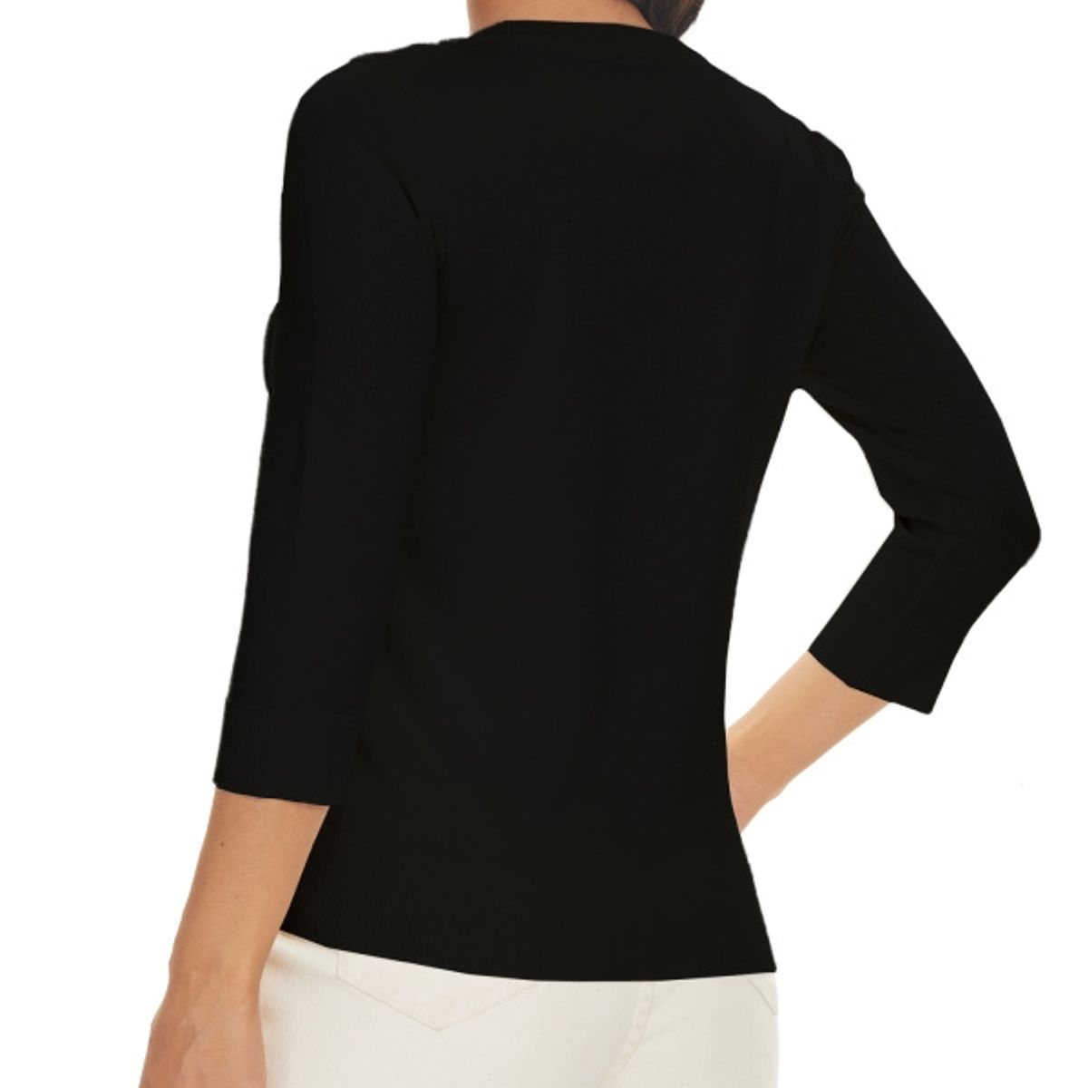 MOSS ROSE - Jersey de mujer con cuello redondo y manga tres cuartos