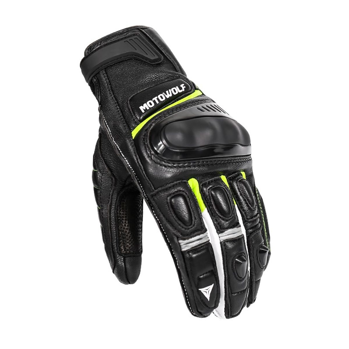 MOTOWOLF - Guantes de Cuero para motociclismo Motowolf 0306 - Verde