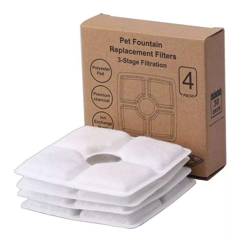 GENERICO - 4 Filtros De Agua Cuadrada, Bebedero Eléctrico Gato Perro