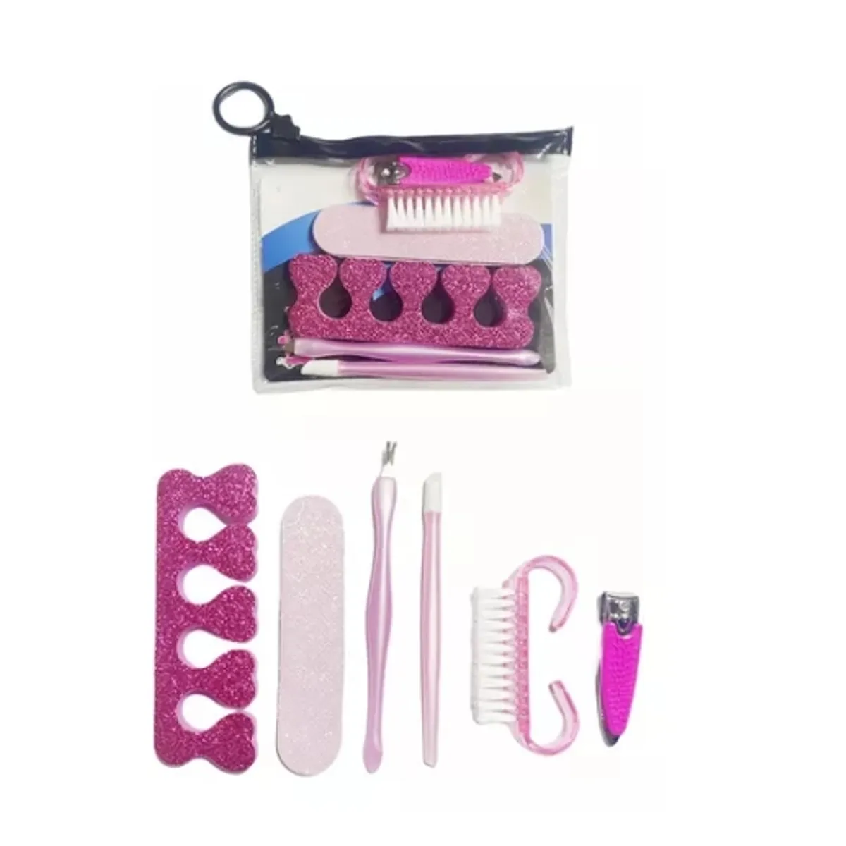 GENERICO - Kit De Manicura Pedicura Belleza Personal Set 6 Piezas Rosa.
