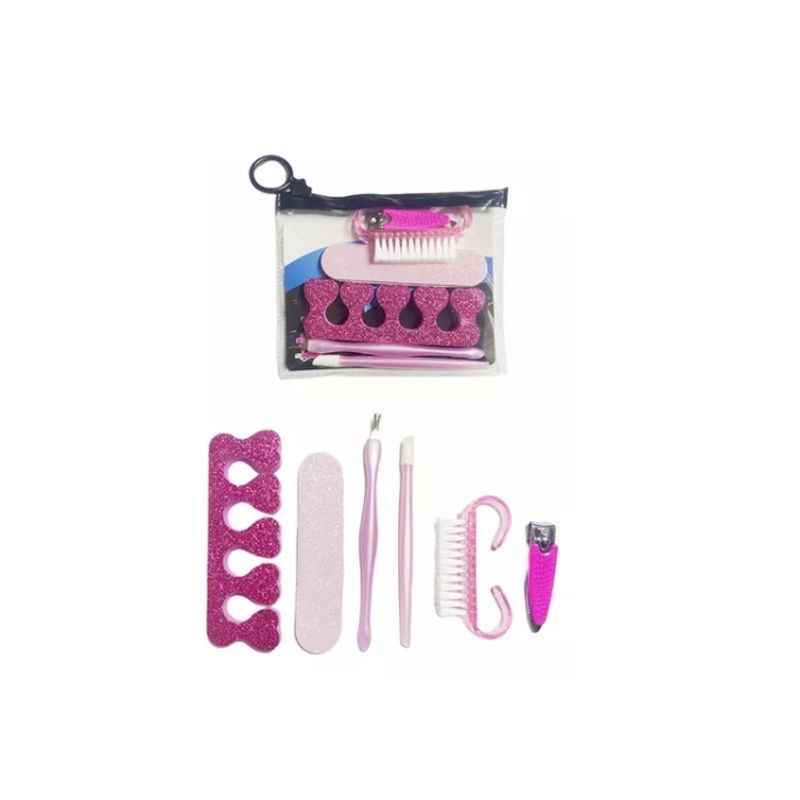 GENERICO - Kit De Manicura Pedicura Belleza Personal Set 6 Piezas Rosa.