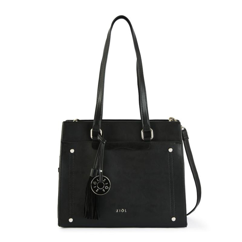 ZIOL - Cartera dos asas tres divisiones mediana inisa negro