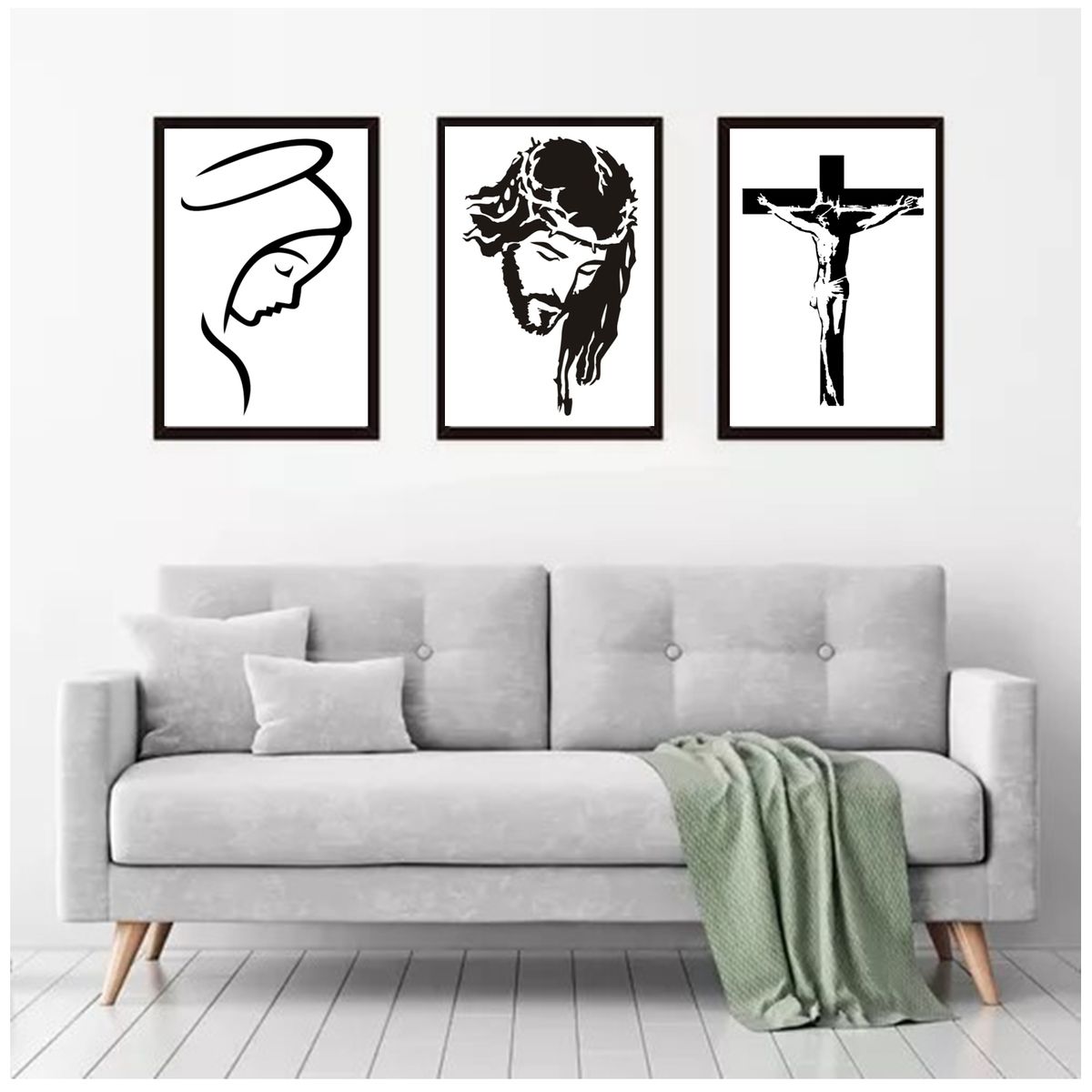 GENERICO - Cuadros Decorativos  Maria,Jesús,cruz Pack X 3 Uds 35x50 Cm C/u