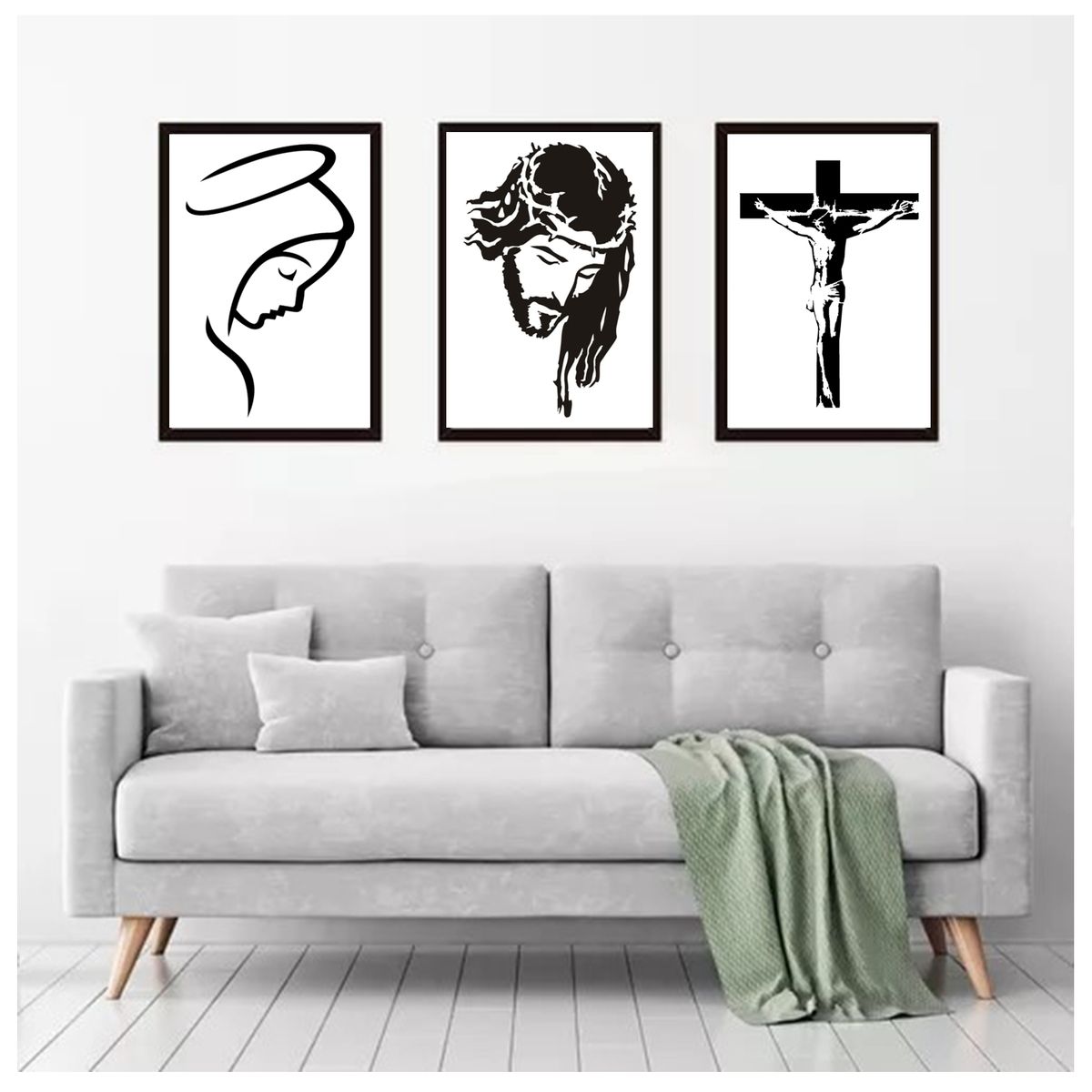 GENERICO - Cuadros Decorativos  Maria,Jesús,cruz Pack X 3 Uds 35x50 Cm C/u