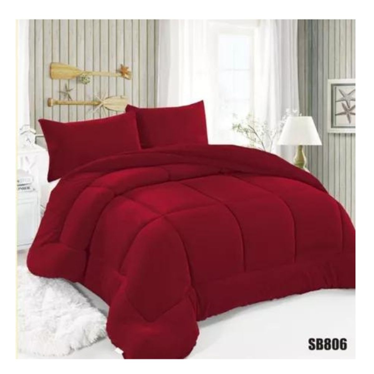 GENERICO - Cobertor Plumón Invierno Liso Cama 2 Plazas VINOTINTO