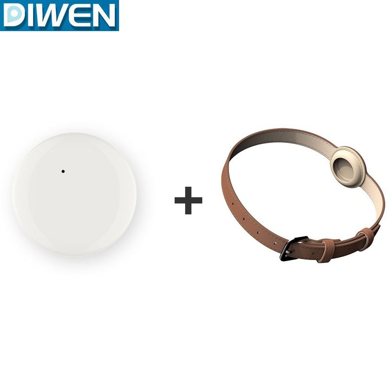 DIWEN - Dispositivo Antipérdida para iPhone Pet Collar Tamaño Mediano Marrónl