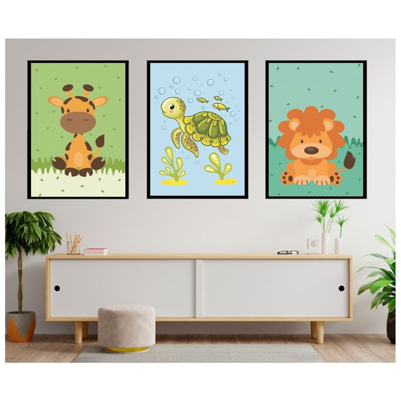 GENERICO - Cuadros Decorativos Safari Infantil Pack X 3 Uds 35x50 Cm C/u