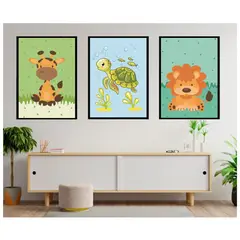 GENERICO - Cuadros Decorativos Safari Infantil Pack X 3 Uds 35x50 Cm C/u