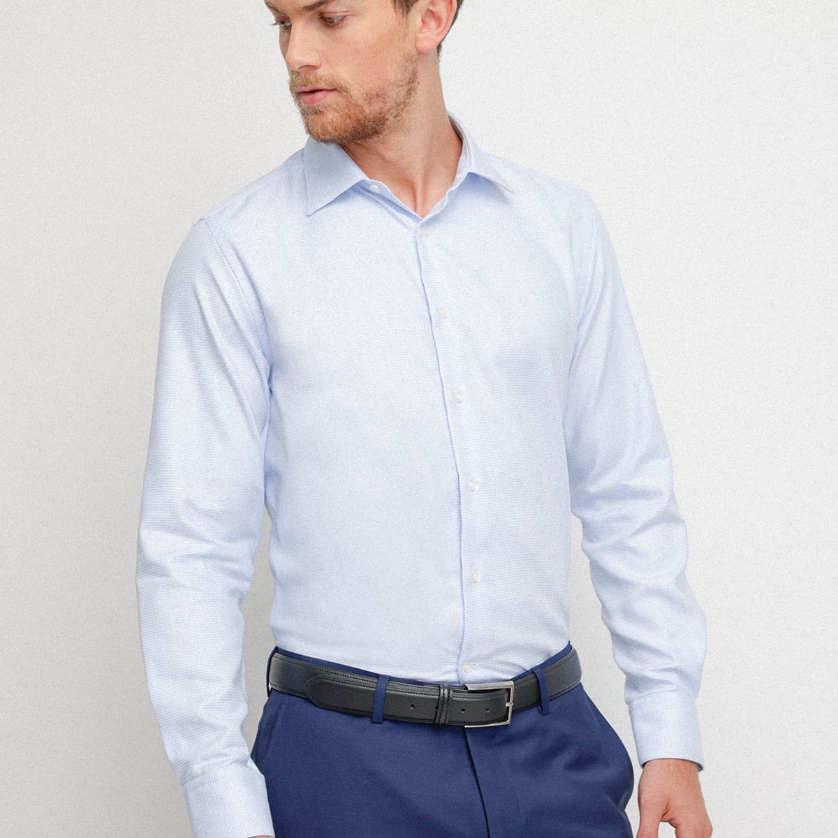 TRIAL - Camisa hombre Formal Slim Fit Vercelli Algodón Celeste