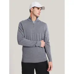 CALVIN KLEIN - Sweater con Cierre Merino Quarter Gris