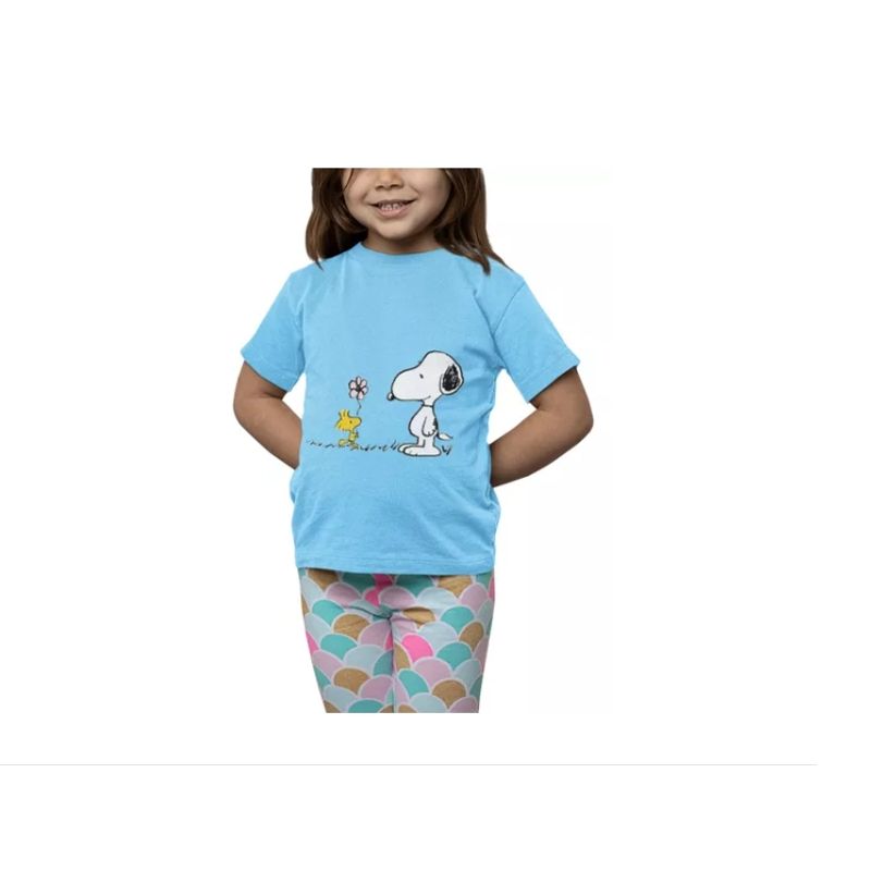 GENERICO - Polera Niña Snoopy Charlie Brown Flor Estampado Algodon