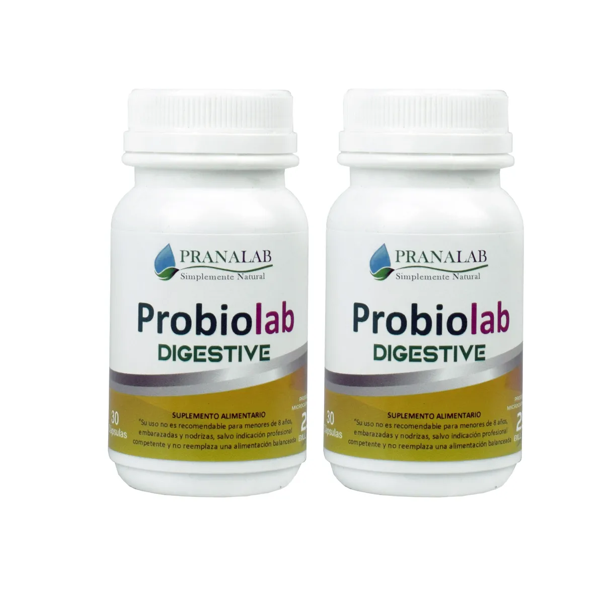 PRANALAB - Probióticos Probiolab Digestive de 25 Billones 30 Cápsulas Pack 2 Frascos