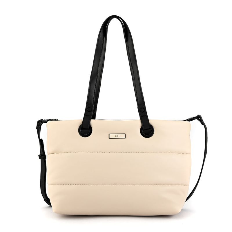 ZIOL - Cartera dos asas tres divisiones mediana sindra blanco crudo