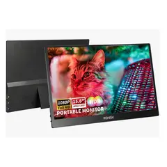 REHISK - Monitor Portátil 15.6 FHD - Pantalla para PC o consolas (Con soporte)