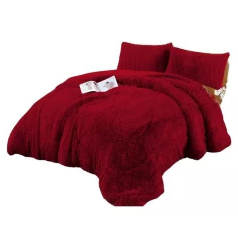 GENERICO - Cobertor Plumón Invierno Chiporro Liso Peludo Cama 2 Plazas VINOTINTO