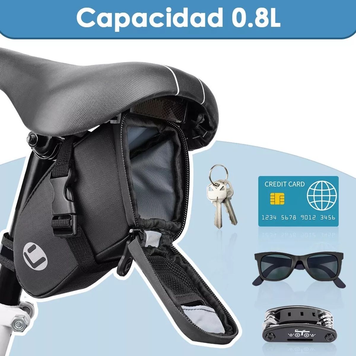 LUKOVEE - Bolso Trasera Impermeable Y Reflexivo Para Sillín Bicicleta