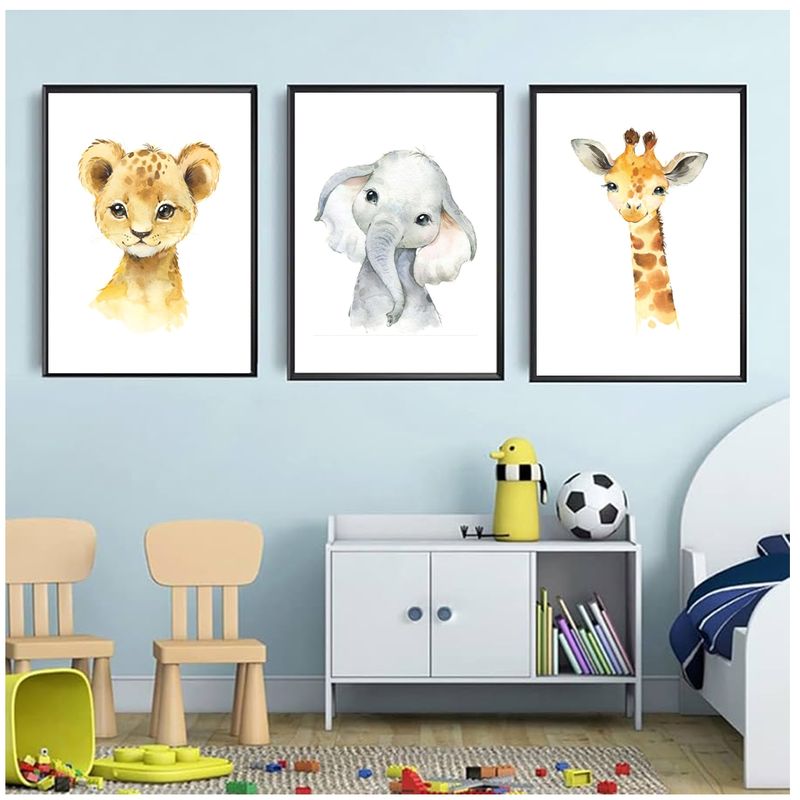 GENERICO - Cuadros Decorativos   Animales Safari Pack X 3 Uds 35x50 Cm C/u