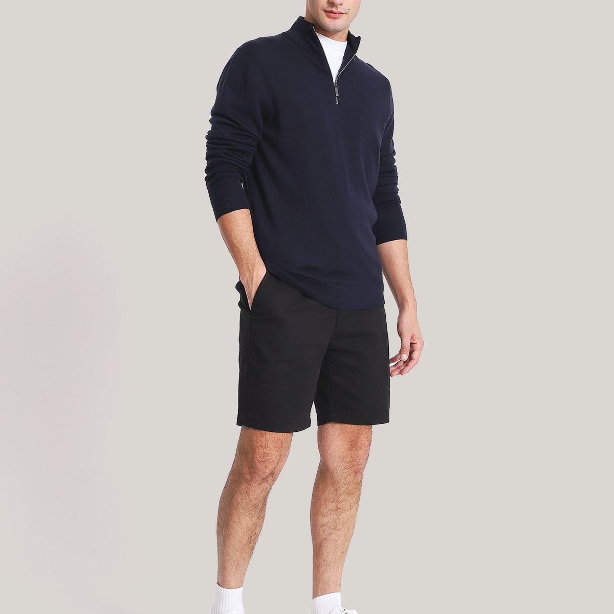 CALVIN KLEIN - Sweater con Cierre Merino Quarter Azul Calvin Klein