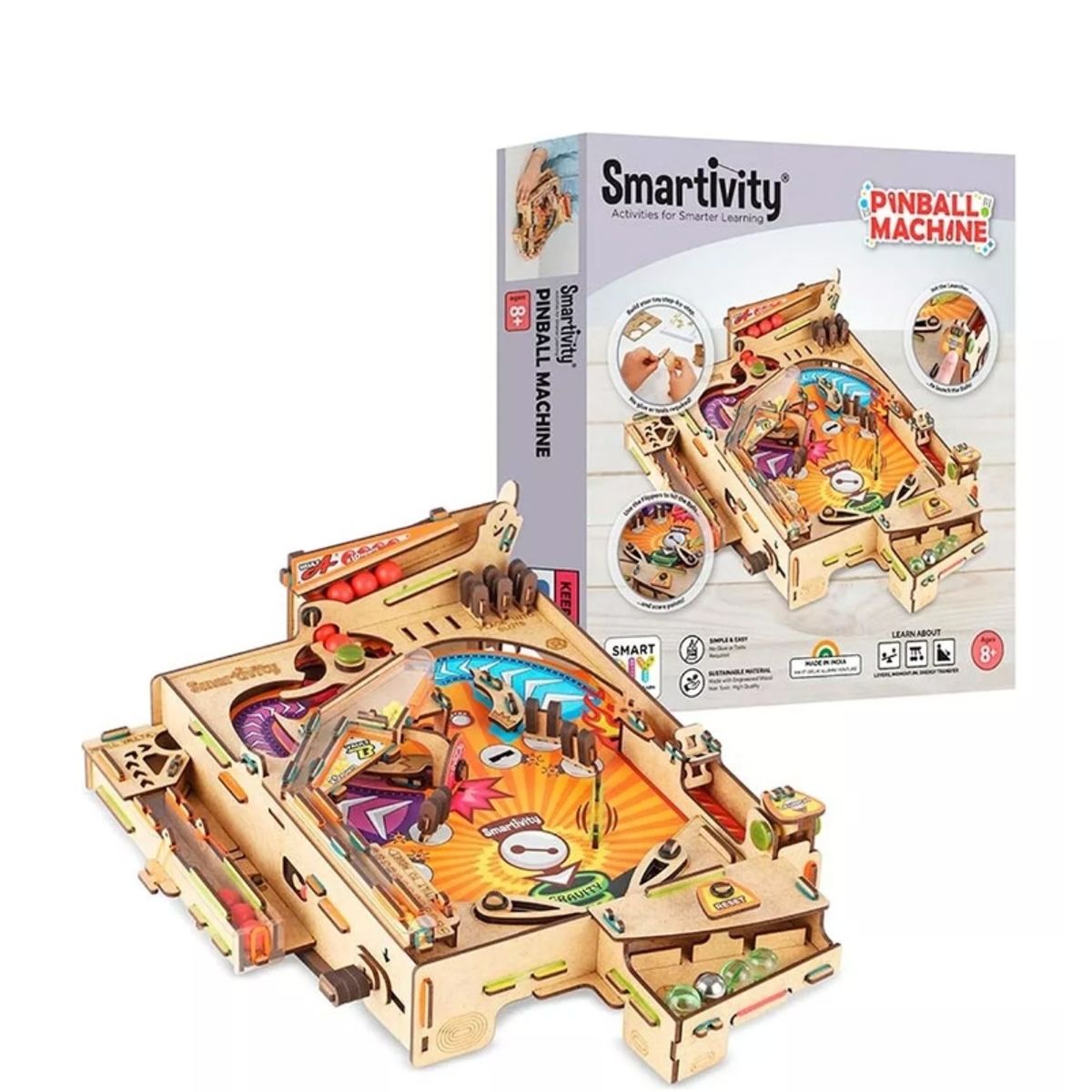 GENERICO - Pinball Flipper Mecanico Armable Puzzle 3d Stem Smartivity