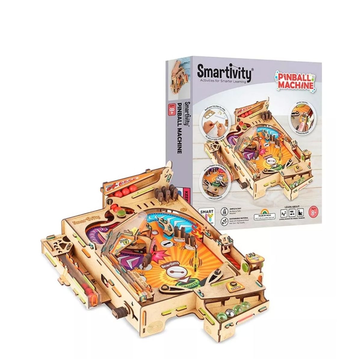 GENERICO - Pinball Flipper Mecanico Armable Puzzle 3d Stem Smartivity