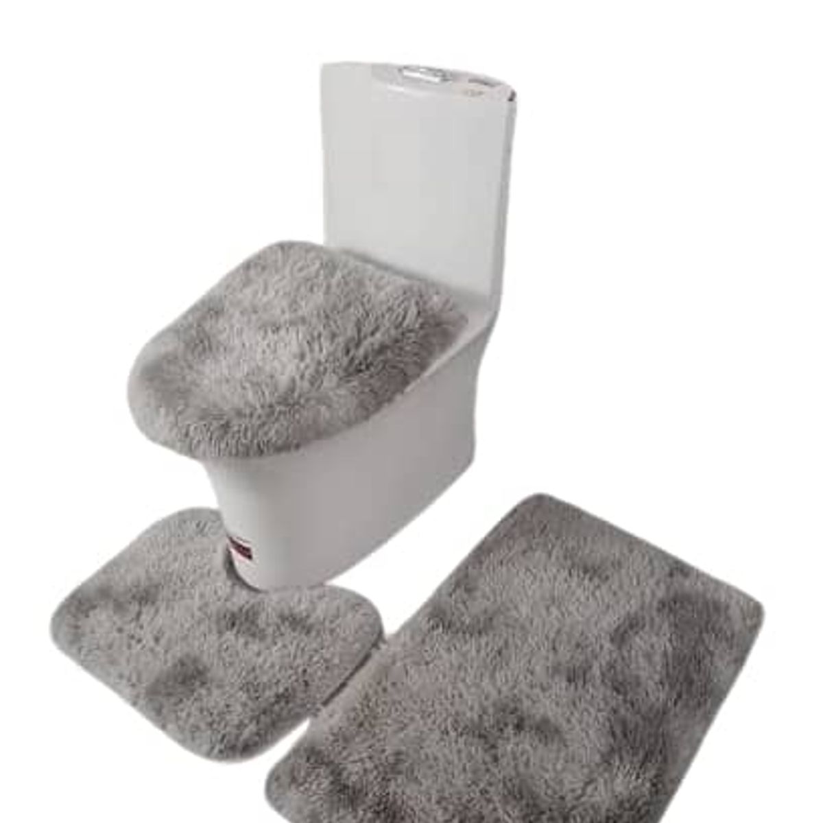 GENERICO - Juego de Baño Peludos Color Gria Claro Jaspeado 3 Piezas  TF