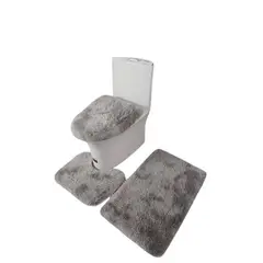 GENERICO - Juego de Baño Peludos Color Gria Claro Jaspeado 3 Piezas TF
