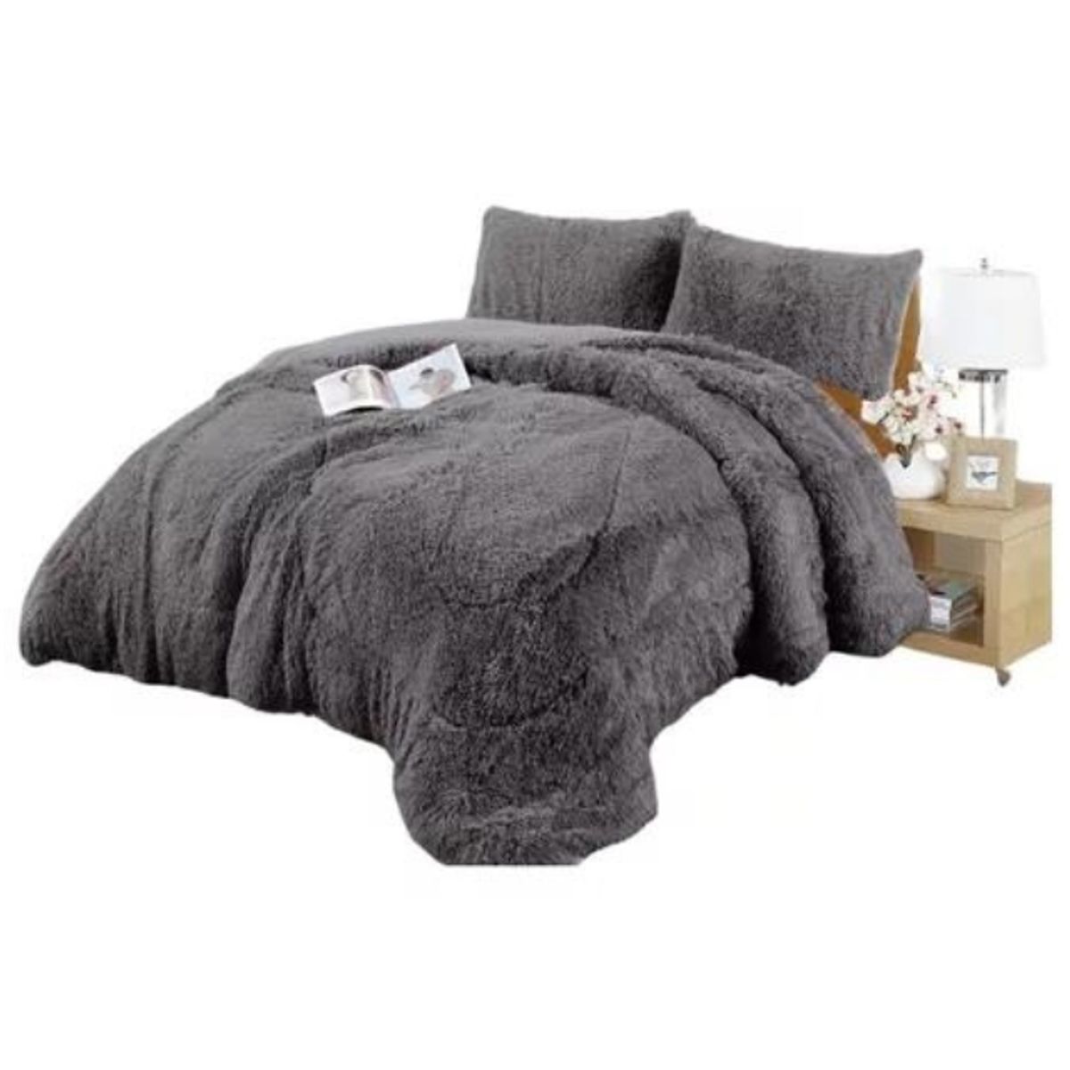 GENERICO - Cobertor Plumón Invierno Chiporro Liso Peludo Cama 2 Plazas