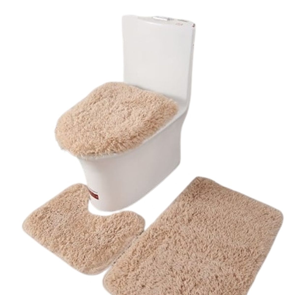 GENERICO - Juego de Baño Color BEIGE Peludo  3 Piezas  TF
