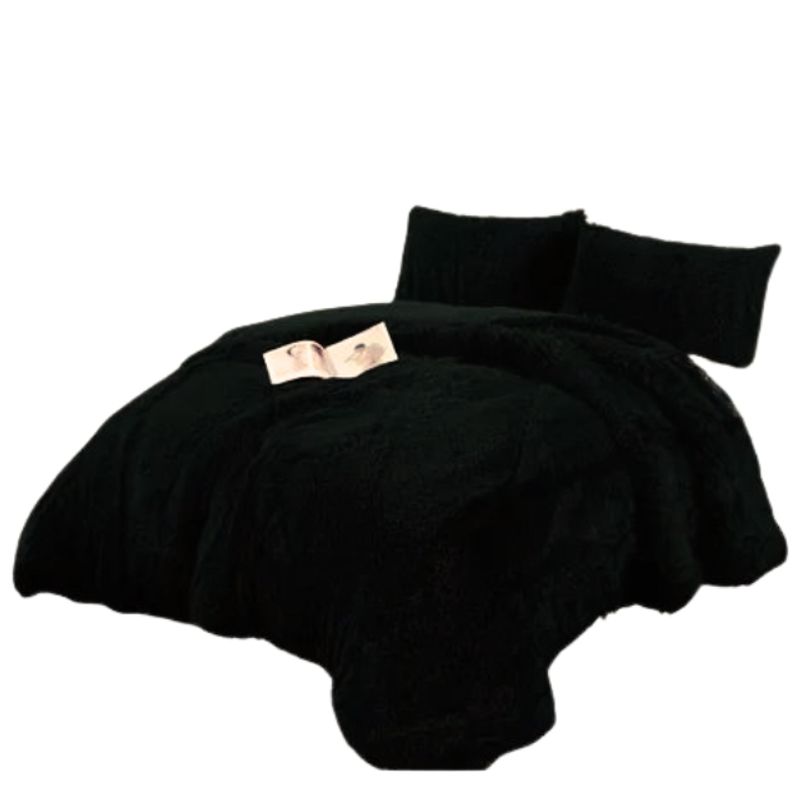 GENERICO - Cobertor Plumón Invierno Chiporro Liso Peludo Cama 2 Plazas NEGRO
