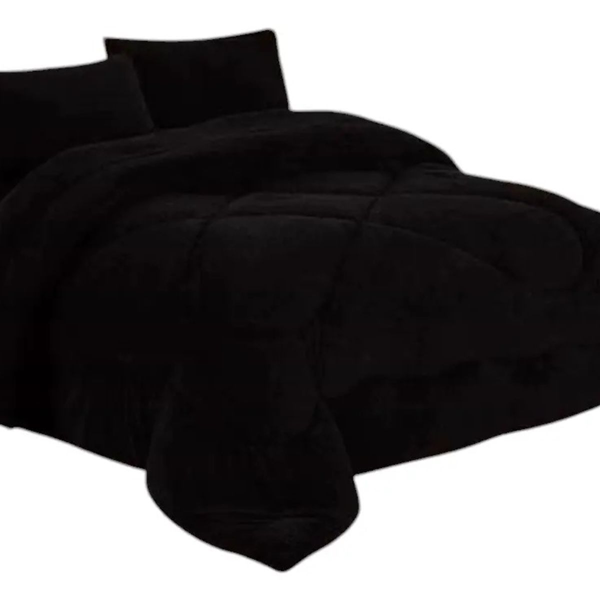 GENERICO - Cobertor Plumón Invierno Chiporro Liso Cama 2 Plazas NEGRO