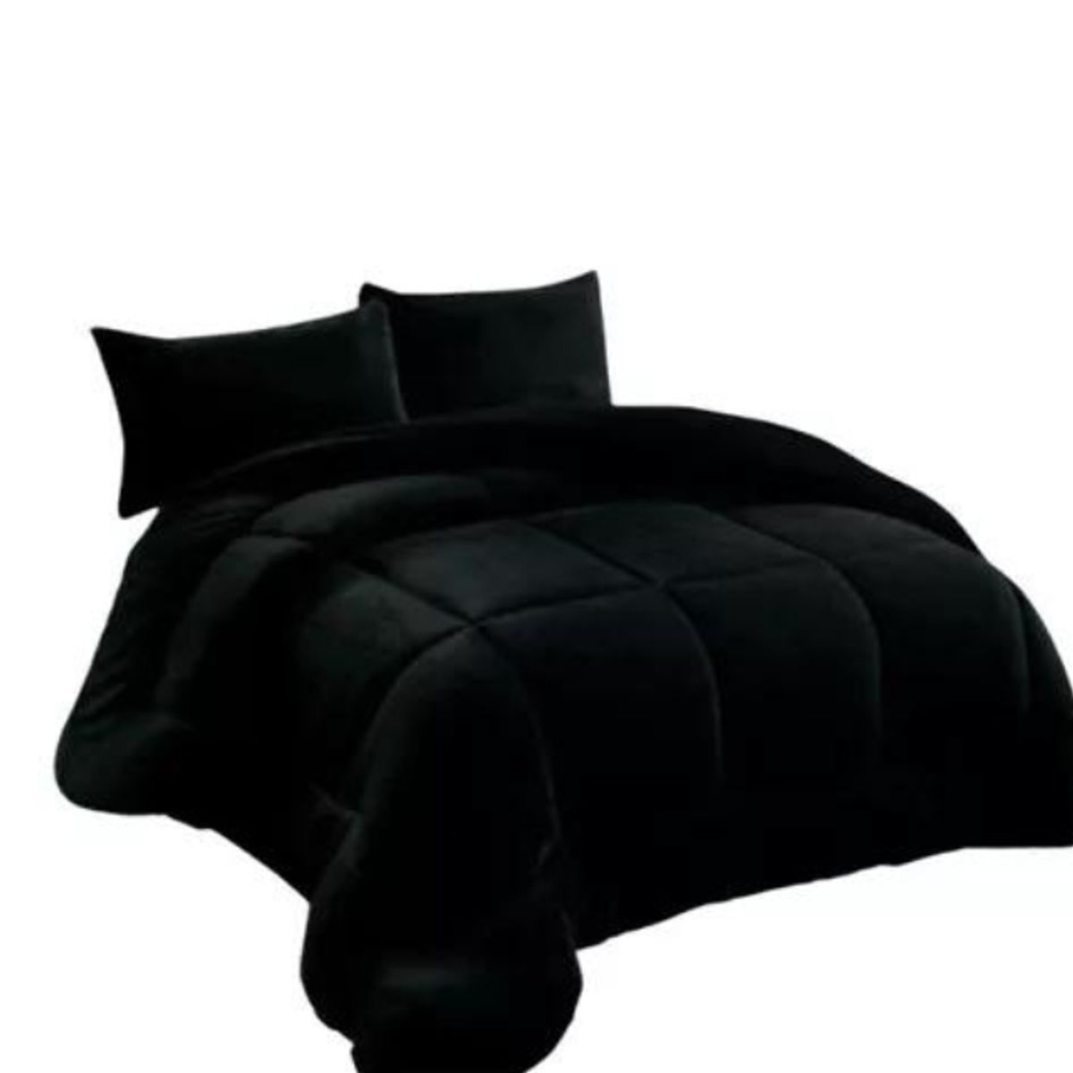 GENERICO - Cobertor Plumón Invierno Liso Cama 2 Plazas NEGRO