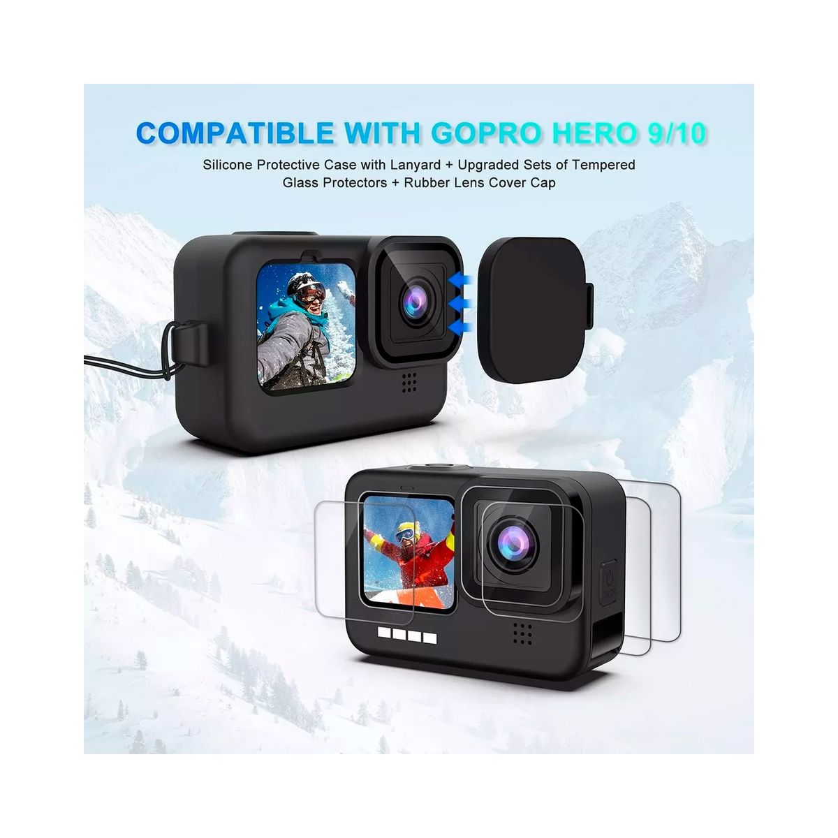 GENERICO - Funda De Silicona Para Gopro Hero 11 10 9 Kit De Accesorios