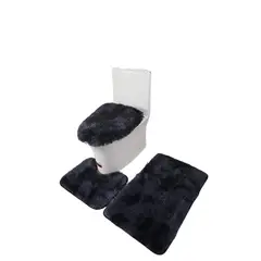 GENERICO - Set de Baño Peludos De Color Negro Japeado3 Piezas TF