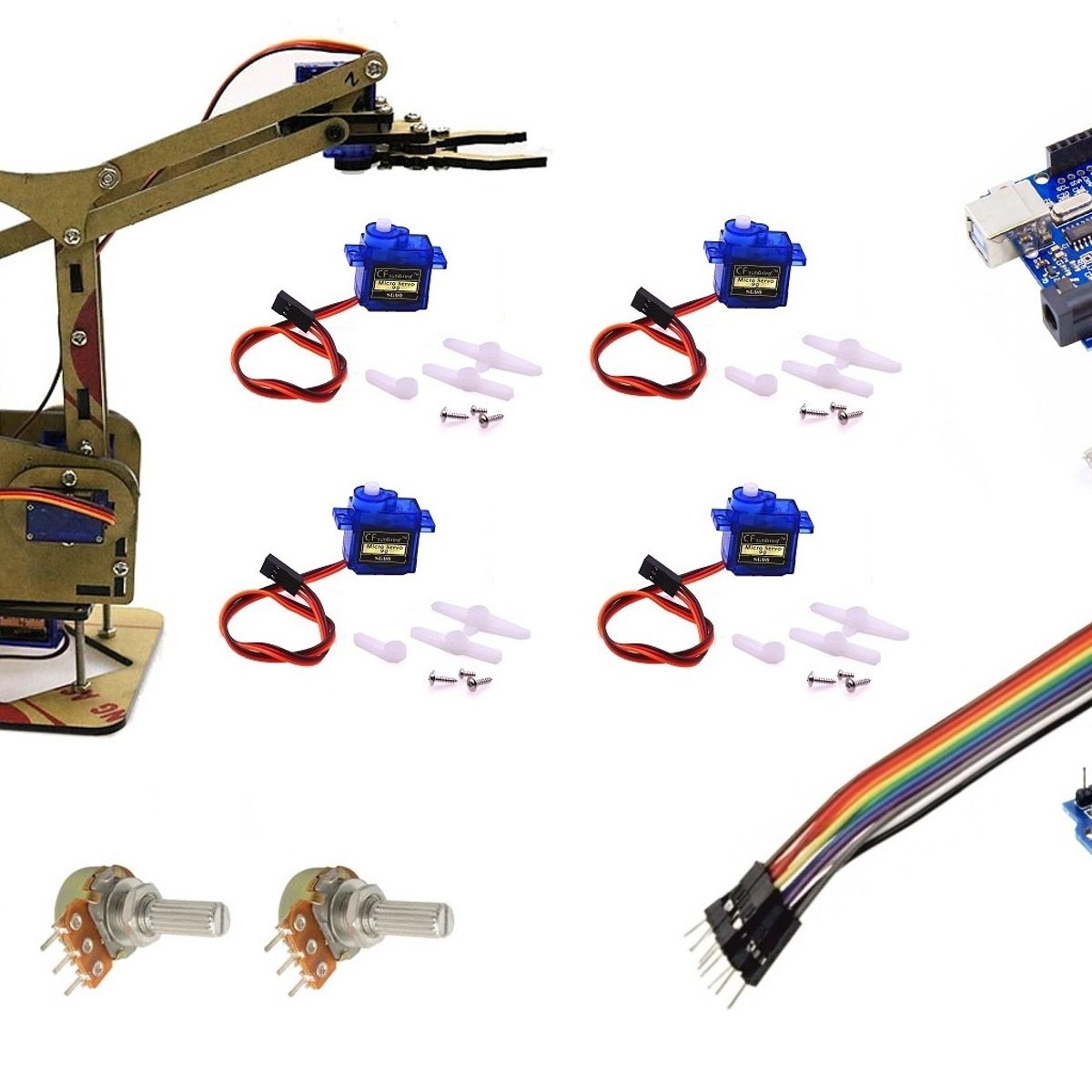 GENERICO - Brazo Robótico SG90 (compatible con Arduino) Kit 2 4 servos incluídos