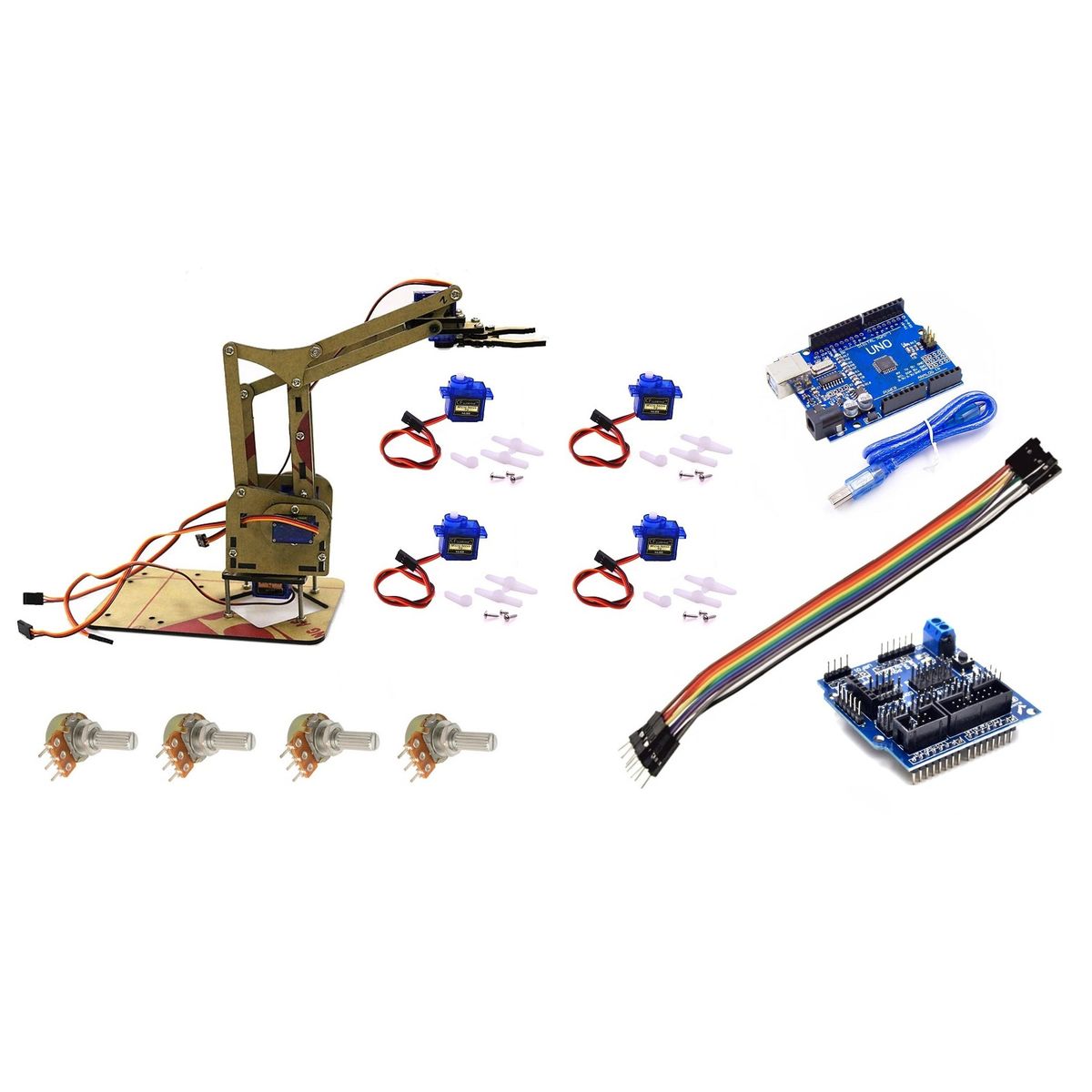 GENERICO - Brazo Robótico SG90 (compatible con Arduino) Kit 2 4 servos incluídos