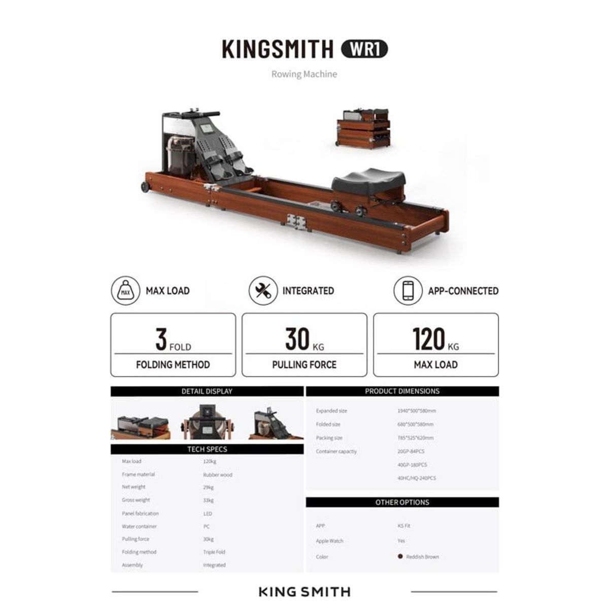 KINGSMITH - KingSmith WR1 Máquina de Remo