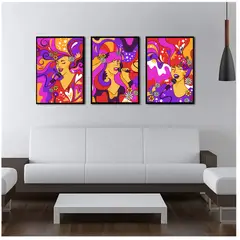 GENERICO - Cuadros Decorativos Arte Psicodélico Cantante Pack X 3 Uds 35x50 Cm C/u