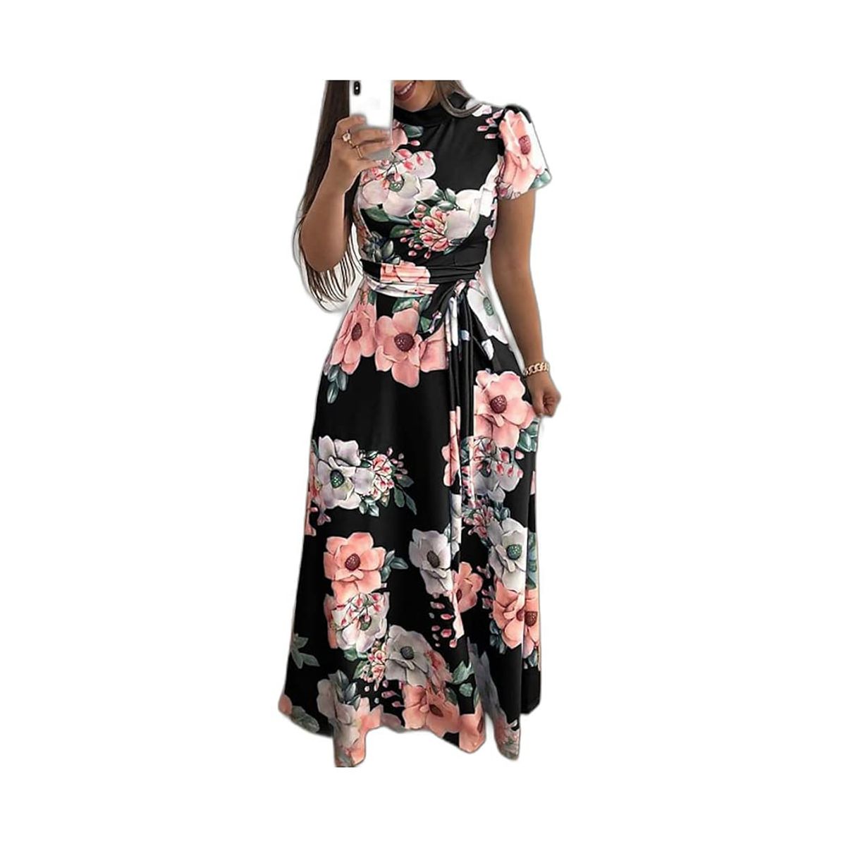 EDWINAYY - Vestido Largo Casual Con Estampado Para Fiesta Salida Floral