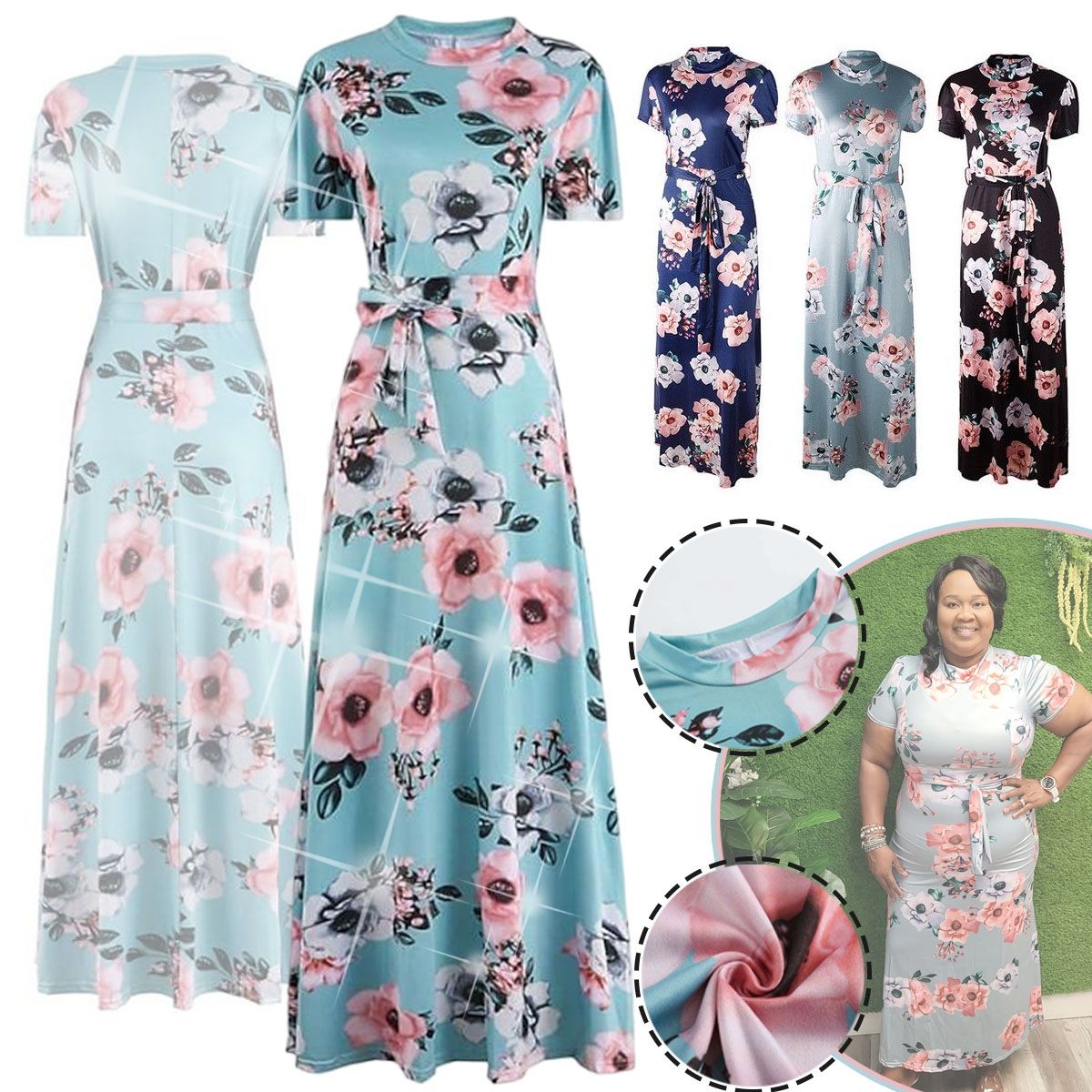 EDWINAYY - Vestido Largo Casual Con Estampado Para Fiesta Salida Floral
