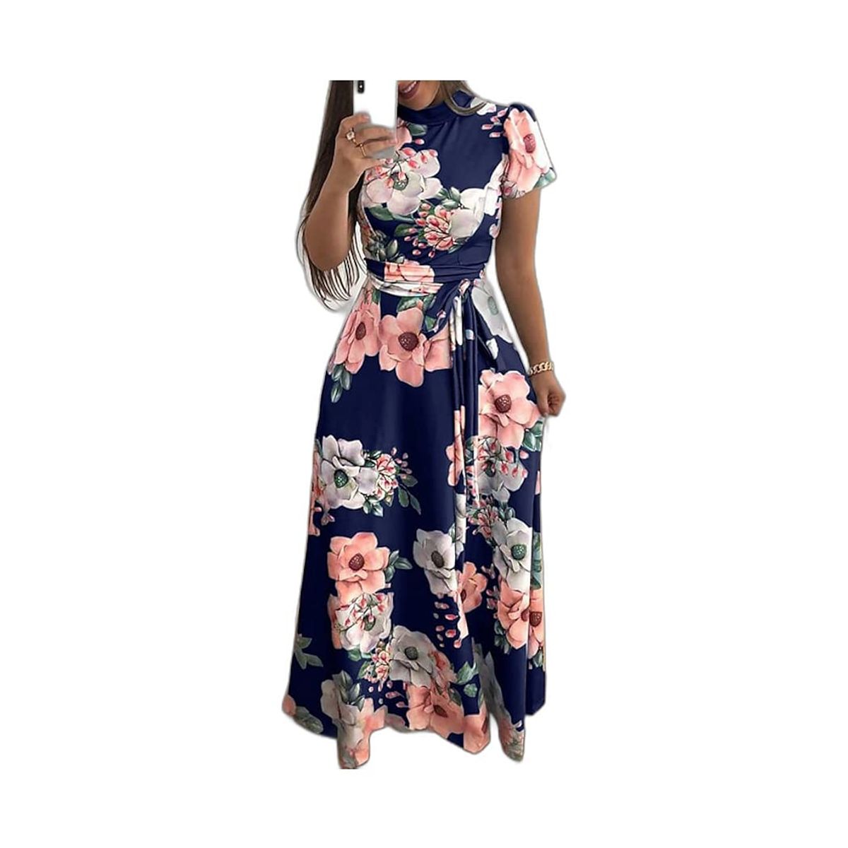 EDWINAYY - Vestido Largo Casual Con Estampado Para Fiesta Salida Floral